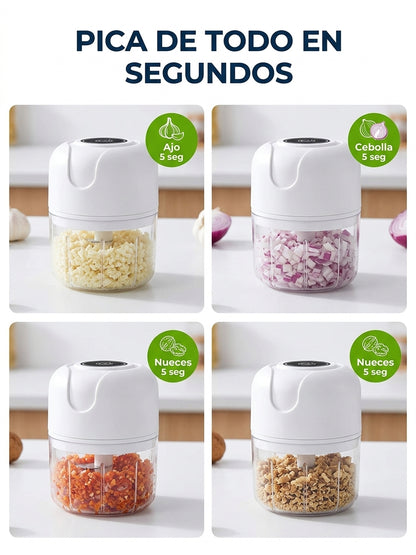 Mini Picadora Eléctrica Inalámbrica VANTRO — 250ml, Recargable USB