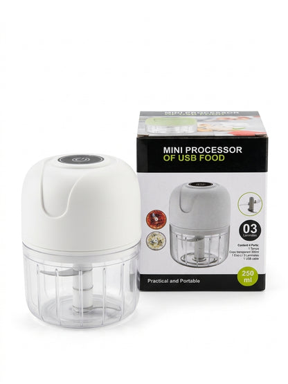 Mini Picadora Eléctrica Inalámbrica VANTRO — 250ml, Recargable USB