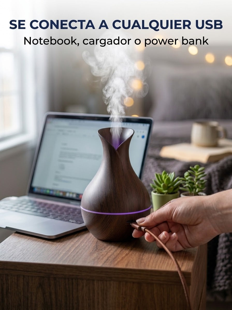 VANTRO Aroma - Humidificador Difusor USB con Luz LED 100ml